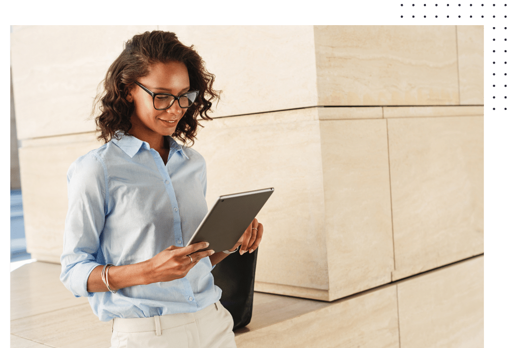 woman using tablet