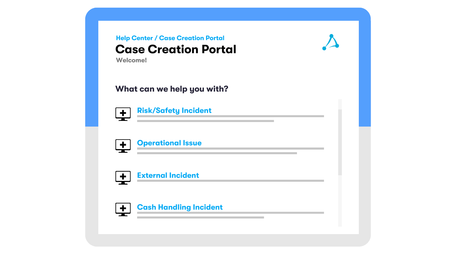 case creation portal mockup