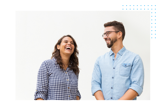 Happy employees working together