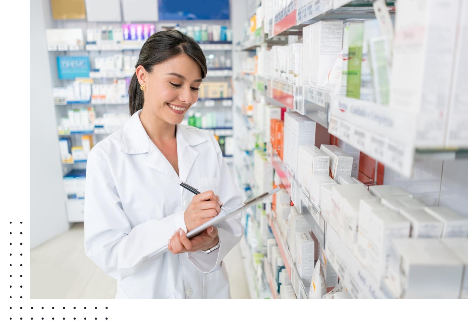 pharmacist writing on clipboard