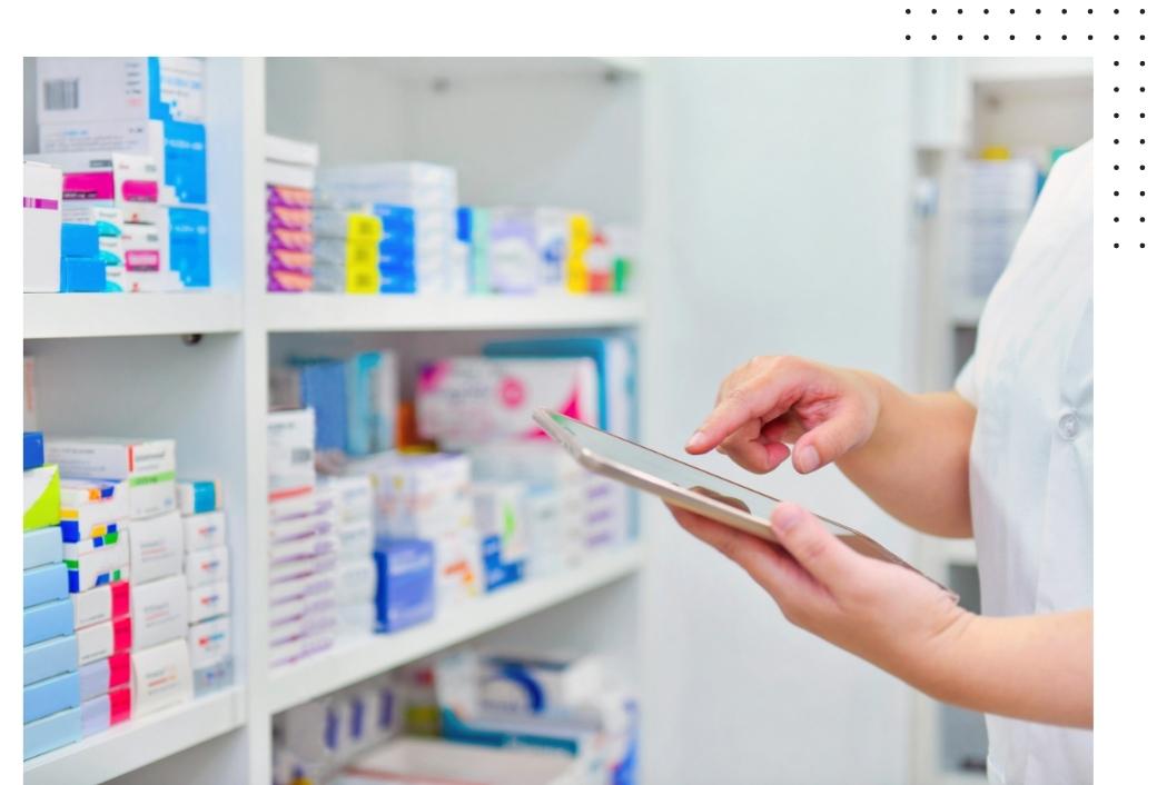 pharmacist using tablet